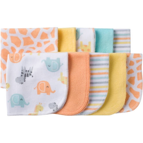Gerber Newborn Baby Terry Printed Washcloths, Safari, 10 Pack Walmart