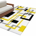 Abstract Lines Washable Area Rugs 2.7'x5', Black Yellow Geometric ...