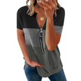 thumbnail image 1 of Puntoco - Camiseta de manga corta holgada con cuello en V para mujer, estilo informal, a la moda Puntoco Puntoco-1240, 1 of 6
