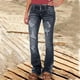 thumbnail image 4 of Gibobby Pantalones para mujer Pantalones vaqueros acampanados desgastados rasgados con estampado de corazón elástico de algodón para mujer(Negro,M), 4 of 5
