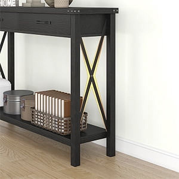 M optimized Console Table with 2 Drawers, 43" x 12" x 31" Farmhouse Sofa Table with Storage Shelf, Accent Wood Entryway Table for Living Room, Hallway, Foyer