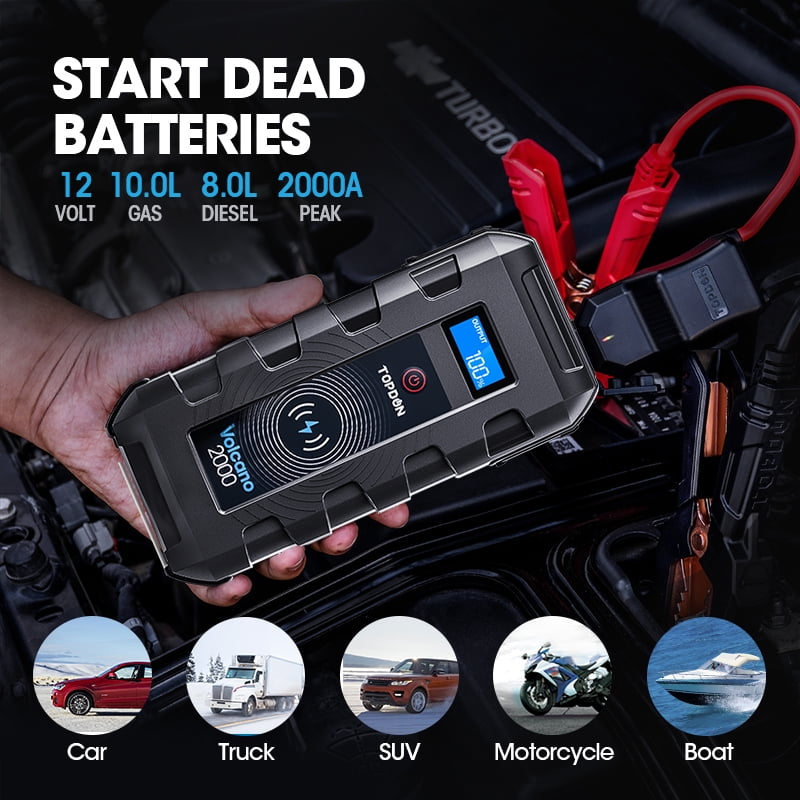 TOPDON BT200 Battery Tester,VOLCANO2000 12V Auto Lithium Battery Jump Starter Bundle-2 Items