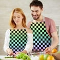 thumbnail image 3 of Gradient Color Checkered Pattern Apron-Garden Aprons for Women with Pockets-Cotton Linen Waterproof Kitchen Cooking Gardening Aprons Adjustable for Kitchen,Cooking,BBQ and Salon 33x27 Inch, 3 of 7