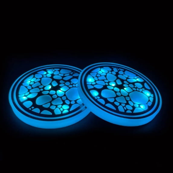 LINLIN LED Coasters, LED Cup Holder Lights 2 Pack LED Car Coasters with Rermote 8 Colors Cup Pad USB Cup Mat
