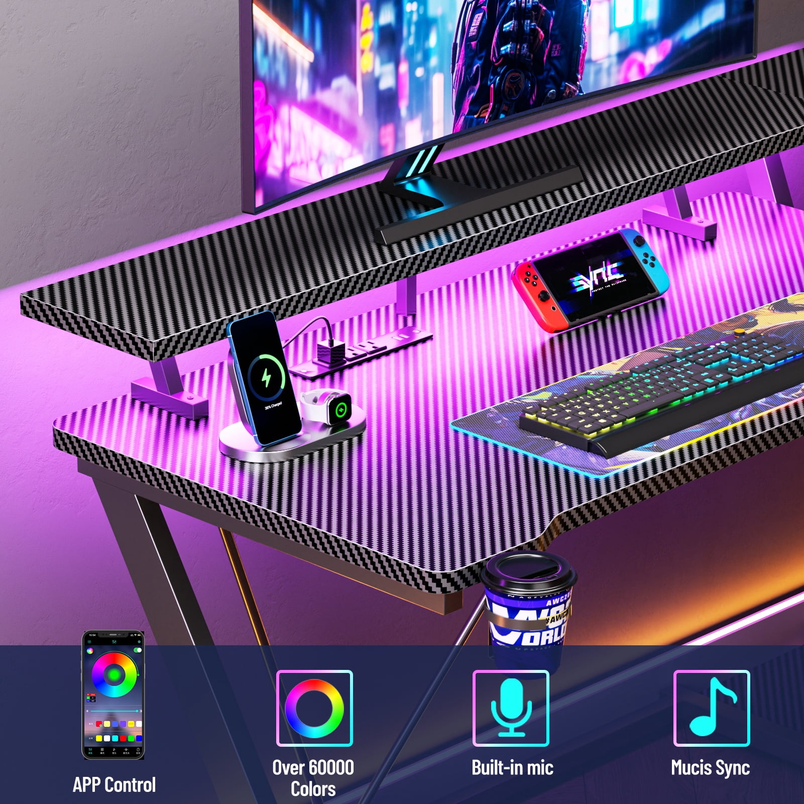 Dwezzo 39" Black Pro L-Shaped Gaming Desk, Home Furniture Gaming Station