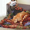 thumbnail image 6 of Pofeuu Sleeping Cat Flowers Print Ultra-Soft Micro Fleece Blanket,for Bed Or Sofa,All Season Throw Blankets Flannel Blanket-50"x40", 6 of 7