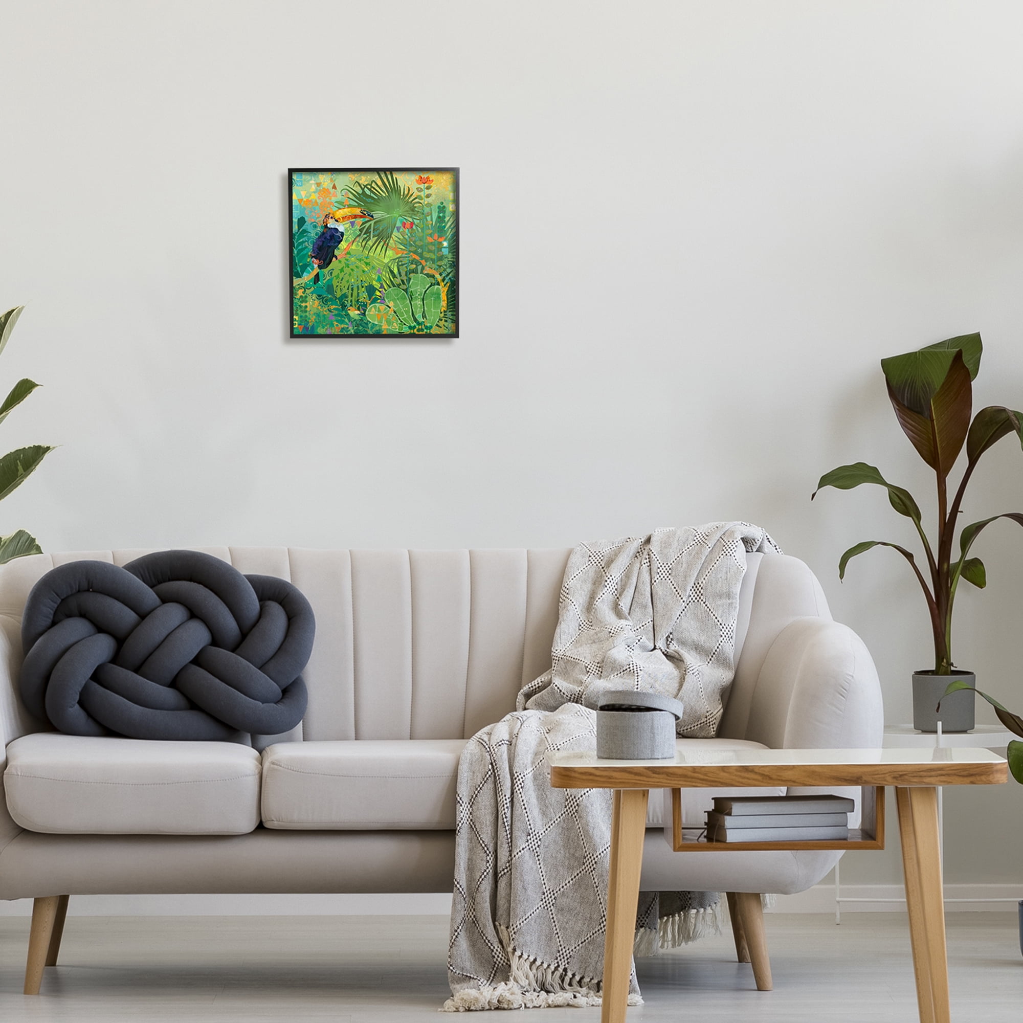 Stupell Industries Toucan Rainforest Nature Animals & Insects Painting Black Framed Art Print Wall Art, 12 x 12