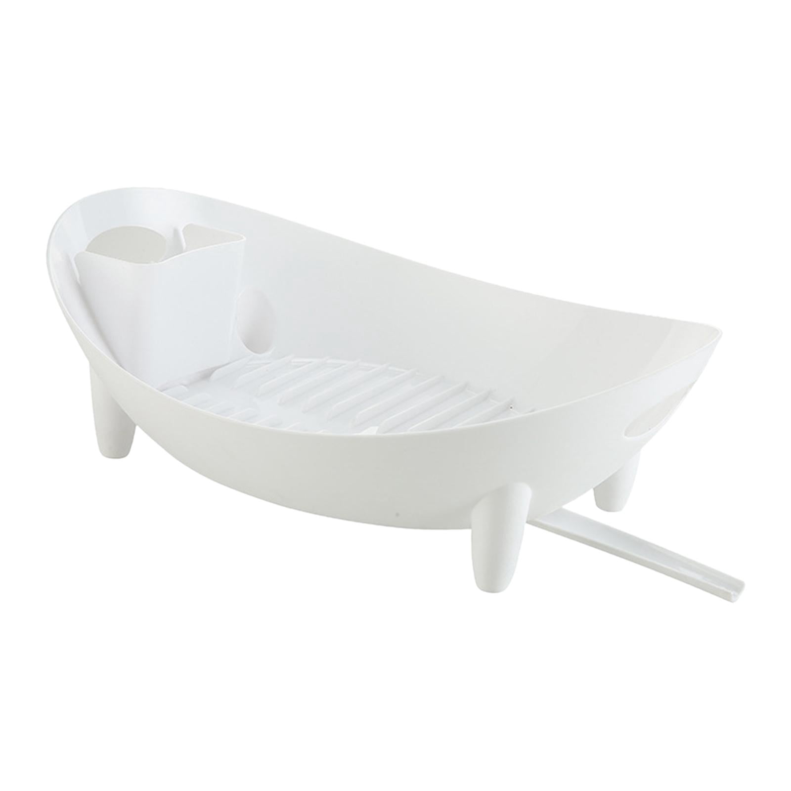 Nishiyuenyi Dish Drying Rack with Water Outlet Multipurpose Durable Kitchen Drain White