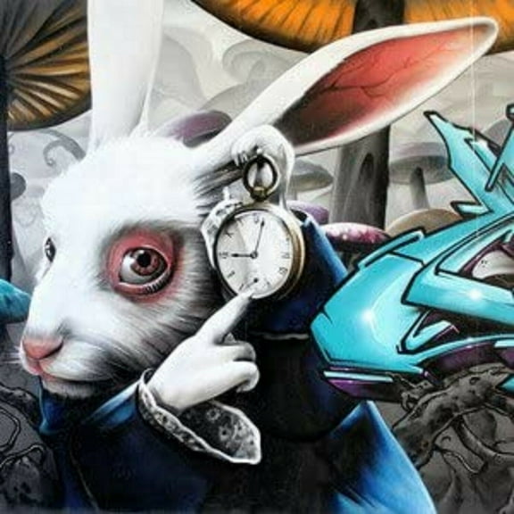 Alice In Wonderland Rabbit Graffiti CANVAS or PRINT WALL ART