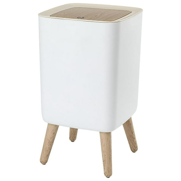 Cubo de basura de estilo nórdico con tapa, cubo de basura de imitación de madera, cubo de basura con tapa. Cuadrado