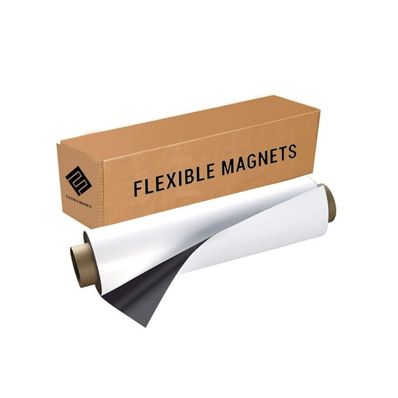 Flexible Vinyl Roll of Magnet Sheets - White, Super Strong & Ideal for Crafts - Commercial Inkjet Printable (2 ft x 1 ft x 30 mil)