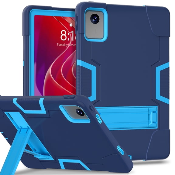ELEHOLD Case for Lenovo Tab M11 11inch TB330FU TB330XU 2024,Heavy Duty Hard PC Silicone Case Hidden Kickstand Anti-Scratch Shockproof Cover for Kids Men Women,Navyblue
