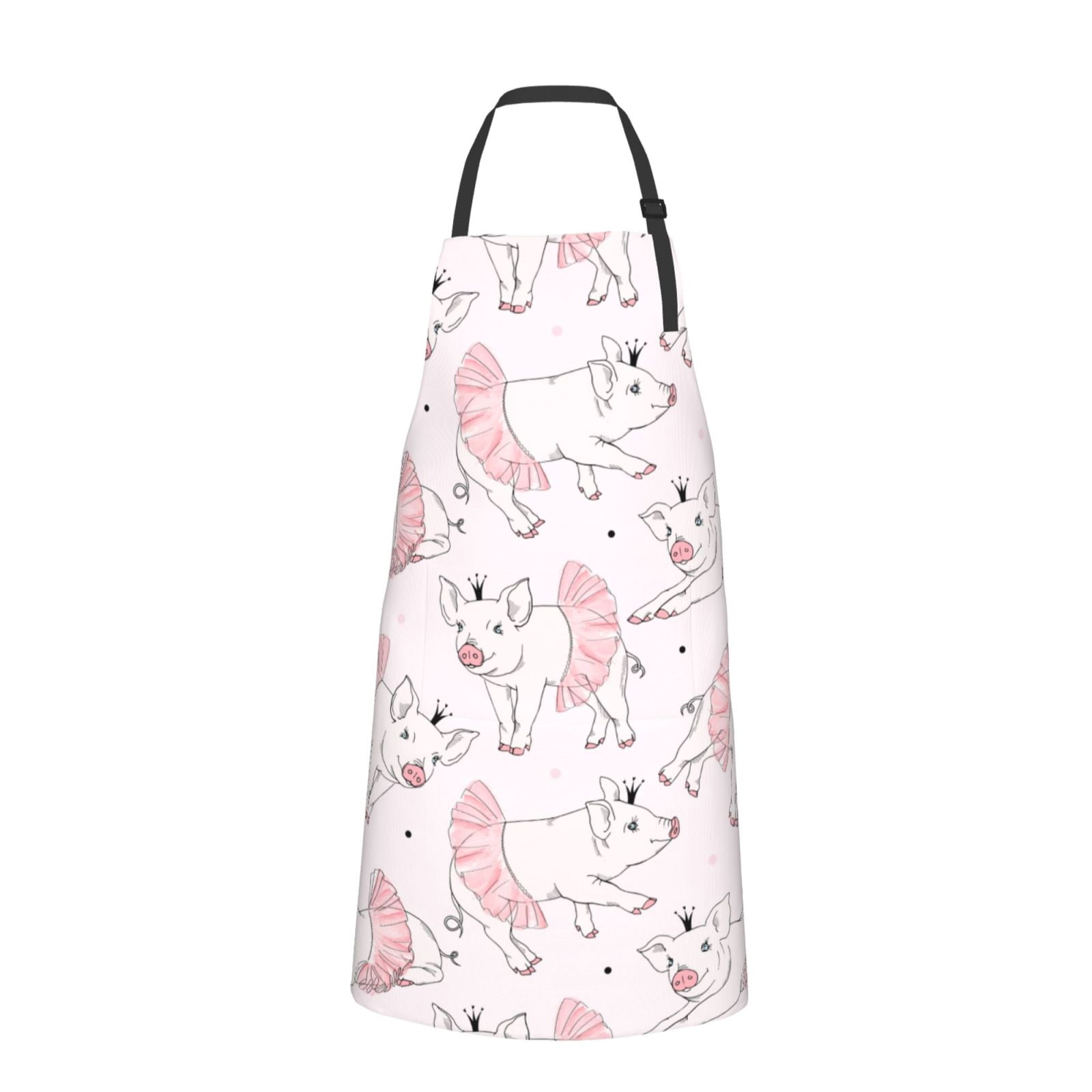 Picia Cute Piggy Ballerina Waterproof Apron for Unisex Adult - Adjustable Bib Apron with Pockets, Ideal for Cooking, Gardening, Painting, and Household Chores