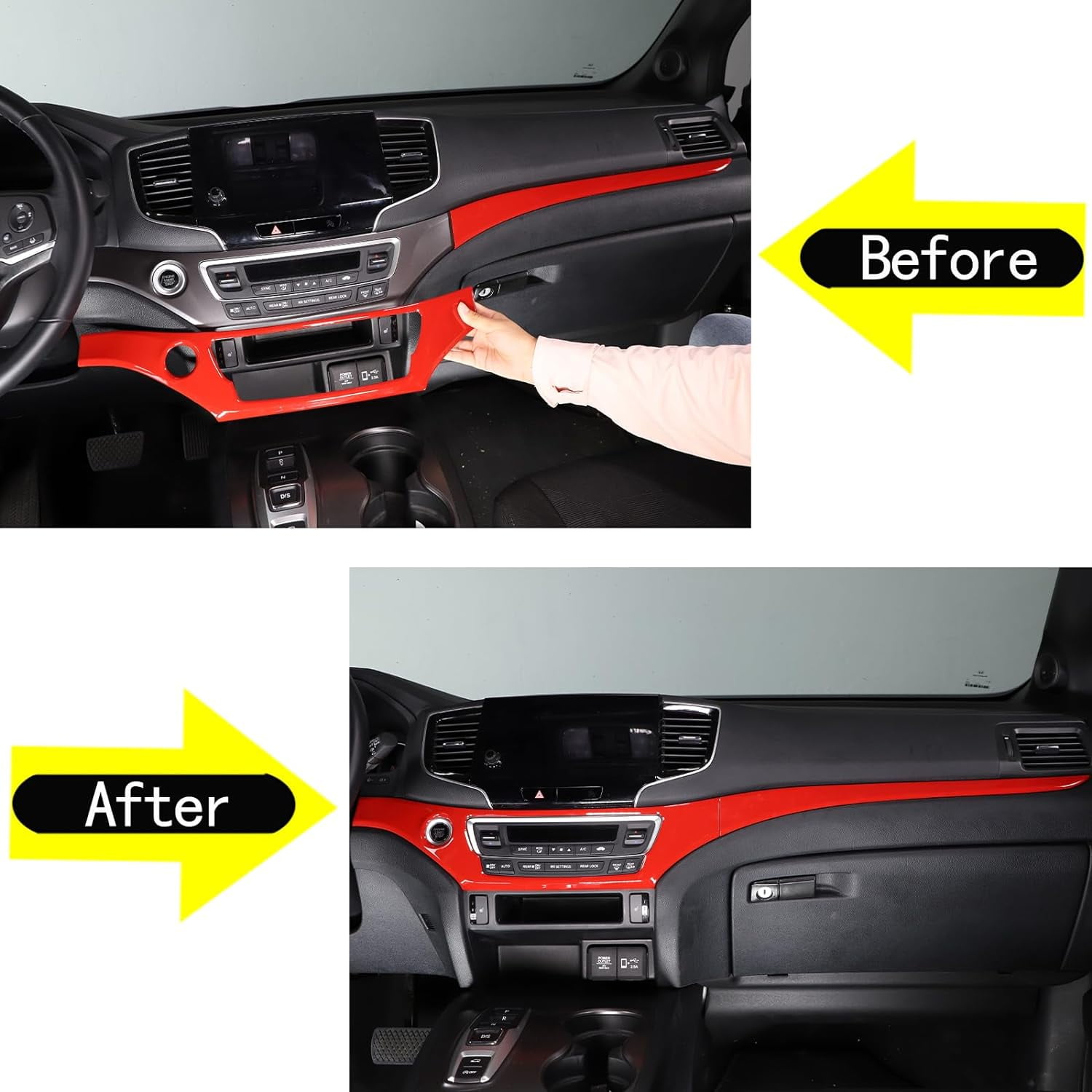 TINKI Center Console Dashboard Panel Strip Trim for Honda Pilot 2016-2022 Interior Decorative Cover Protector Accessories , ABS