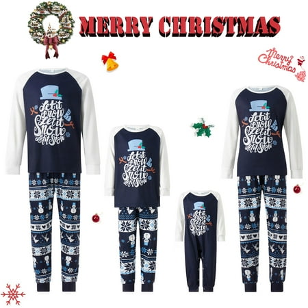 

Christmas Family Matching Pajamas Sets Letter Snowflake Print Tops Pants Xmas Holiday Sleepwear Loungewear Jammies Pjs Outfit