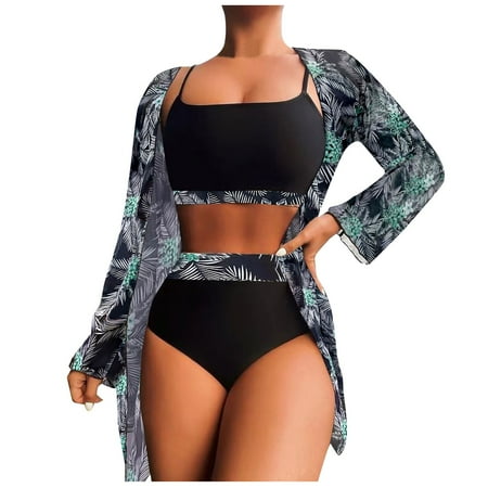 MSJUHEG Swimsuit Women Swimsuit Cover Up For Women Bikini Tops Removable Cup Nylon Spandex Removable Self-Tie Adjustable And Removable Square Neck Beach Cover Ups For Women Green S