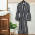 thumbnail image 6 of Unisex Cotton Terry Kimono Bathrobe with Embroidery All-Season Robe, SM, Grey-Stone, 6 of 12