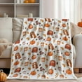 thumbnail image 6 of Fall Fleece Throw Blanket, Autumn Pumpkin Spice and Everything Nice with Books Wraps Coffees Lattes Pumpkins Pies Oversized, Soft Blanket for Couch,Cozy,Warm,Lightweight,60"X80", 6 of 8