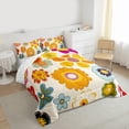 thumbnail image 3 of Feelyou Cartoon Orange Flower Twin Comforter Sets, Groovy Blossoms Bedding Set, 2pcs, 3 of 8