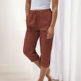 thumbnail image 2 of Yuanlong Womens Capri Pants High-Rise Elastic Waist Drawstring Cropped Trousers Lightweight Summer Loose Fit Lounge Casual Pants, 2 of 4