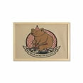 thumbnail image 1 of Circus Wall Art with Frame, Hand Drawn Style Animal on Funny Bike Circus Bear on Bicycle Lettering, Printed Fabric Poster for Bathroom Living Room, 35" x 23", Tan Caramel and Ruby, by Ambesonne, 1 of 2