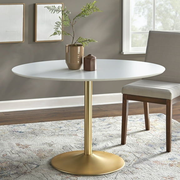 TMS Kenley Oval Dining Table, Gold/White
