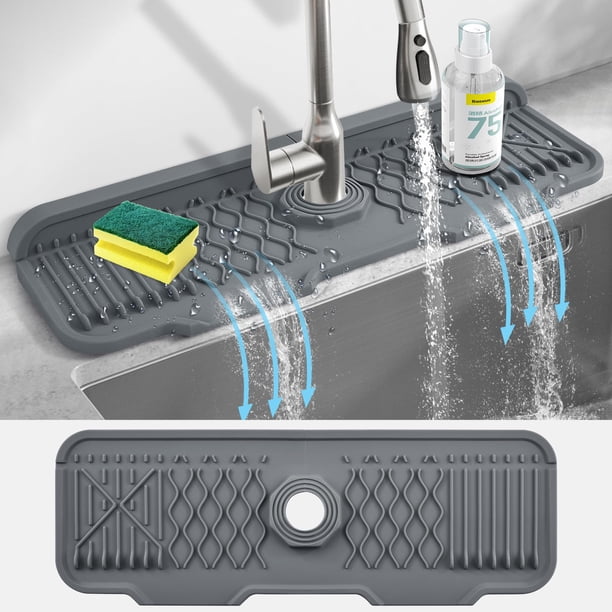 Alfombrilla de silicona para grifo, protector contra salpicaduras para fregadero de cocina mejorado, protector de fregadero para cocina, baño, granja y accesorios para vehículos recreativos