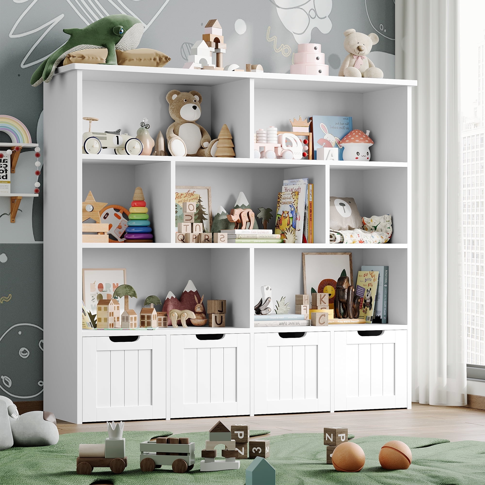 Ecr4Kids Colorful Essentials Kids Bookshelf, 4-Tier, Multiple