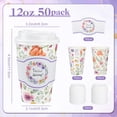 thumbnail image 2 of 50 Pack 12oz Spring Wildflower Paper Coffee Cups Floral Disposable Cups with Lids & Sleeves 2 Designs Mixed Pink Flower Tea Drink Cup for Easter Wedding, Party, Cafe, Hot & Cold Beverages, 2 of 5