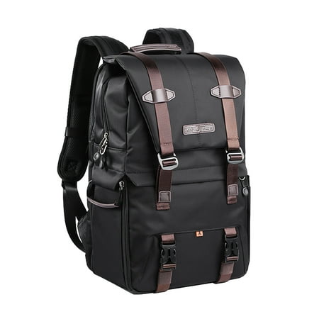 Image of K&F CONCEPT Camera Backpack with Side Open for 15.6in Laptop Rainproof Cover Tripod Catch Straps Ideal for SLR/DSLR Photography Storage - Black