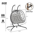 thumbnail image 6 of LEGAHOME 2-Person Wicker Egg Chair, Double Rattan Egg Chair with Stand and Removable Cushion, Outdoor Indoor Swing Hammock Chair Hanging Basket Chair for Patio Balcony Porch, Light Gray, 6 of 9