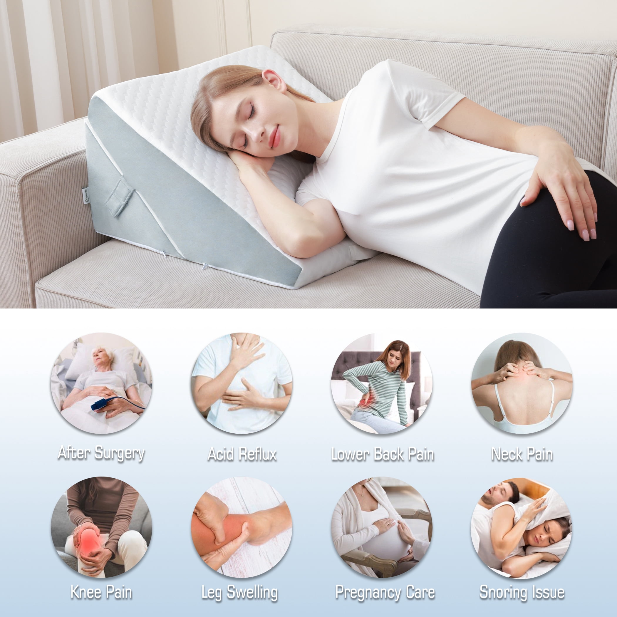 Flyxunfri Adjustable Bed Wedge Pillow for Sleep Apnea, 7-in-1 Body Positioner with Memory Foam, Acid Reflux Pillow, Anti-Snore, Back Pain Relief, Post-Surgery