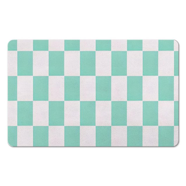 Checkered Runner Rug for Bathroom - Non-Slip, 20x32 inches, Absorbs Water, Soft Microfiber, Machine Washable, Ideal for Bathtub & Showers.