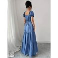 thumbnail image 2 of Womens Blue Square Neckline Tiered Maxi Dress With Puff Sleeves Casual, 2 of 6