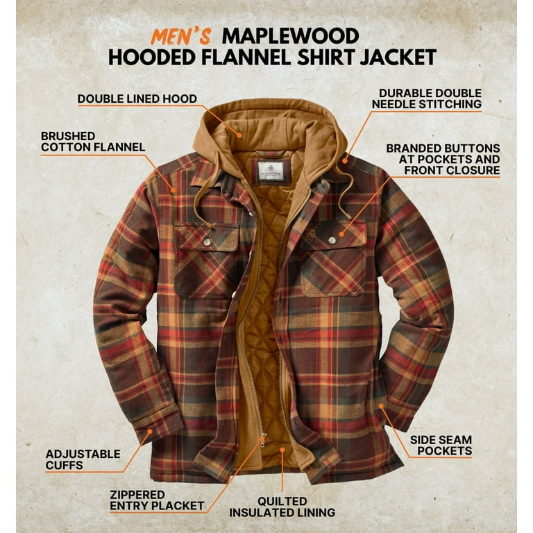 Legendary Whitetails Rugged Men's Maplewood Hooded Flannel Shirt