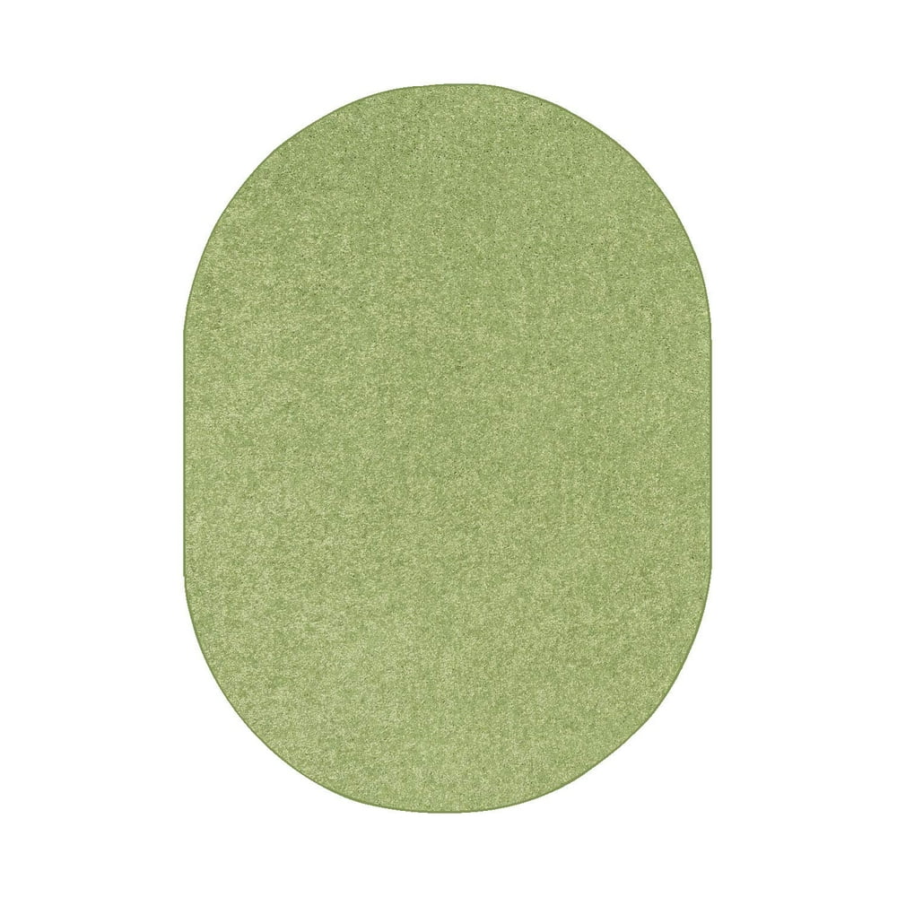 Bright House Solid Color Oval Shape Area Rugs Lime Green 2'x12' Oval