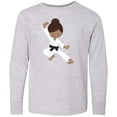 thumbnail image 3 of Inktastic African American Girl, Black Belt, Karate Pose Long Sleeve Youth T-Shirt, 3 of 5