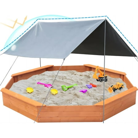 Large Sandbox 85"x 77"x 9" Kids Sand Box with Lid Covered Sand Pit, Outdoor Wooden Playset Gift for Backyard Garden Easy Assembly