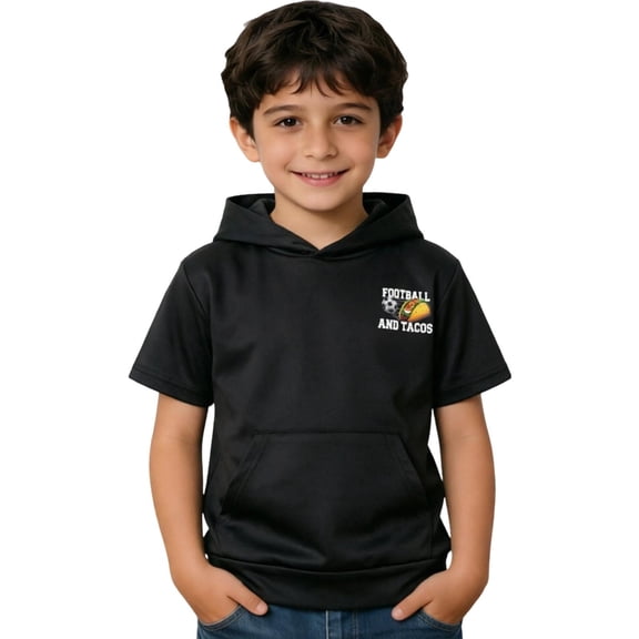 Gaexia Short Sleeve Hoodie for Boys Lightweight Wicking Athletic Pullover with Pocket Breathable Cool Summer Top for Kids Outdoor Sports Hoodie
