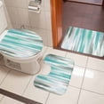 thumbnail image 4 of Turquoise Gray Bath Mat 3 Piece Bathroom Rug Set, Farmhouse Abstract Gradient Aesthetic Non Slip Bath Rug Contour Mat and Toilet Lid Cover, Absorbent Shower Mats Soft Bath Rugs and Mats Sets, 4 of 8