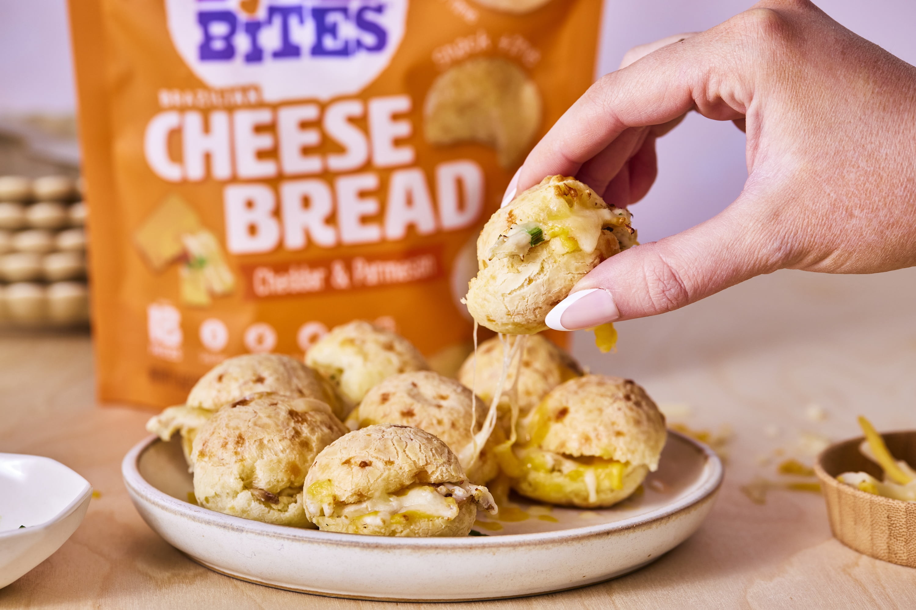 Brazi Bites Cheddar and Parmesan Brazilian Cheese Bread, Frozen, Regular, 11.5 oz (330g)