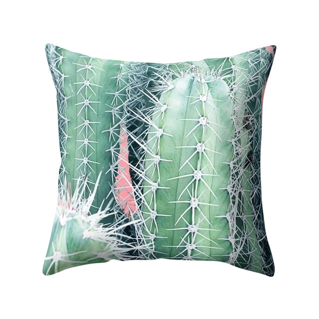 Fiudx Funda de Almohada con Diseño de Hojas Suculentas, Diseño Floral Verde, Poliéster Suave, Cómoda Funda de Cojín para Coche, Decoración Versátil para Sofá y Cama, Lavable a Máquina, 45 X 45 Cm