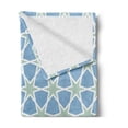 thumbnail image 2 of Moroccan Soft Flannel Fleece Throw Blanket, Mosaic Pattern Repeating Glazed Zellige Art Stars Roman Inspirations, Cozy Plush for Indoor and Outdoor Use, 50" x 60", Green Blue White, by Ambesonne, 2 of 5