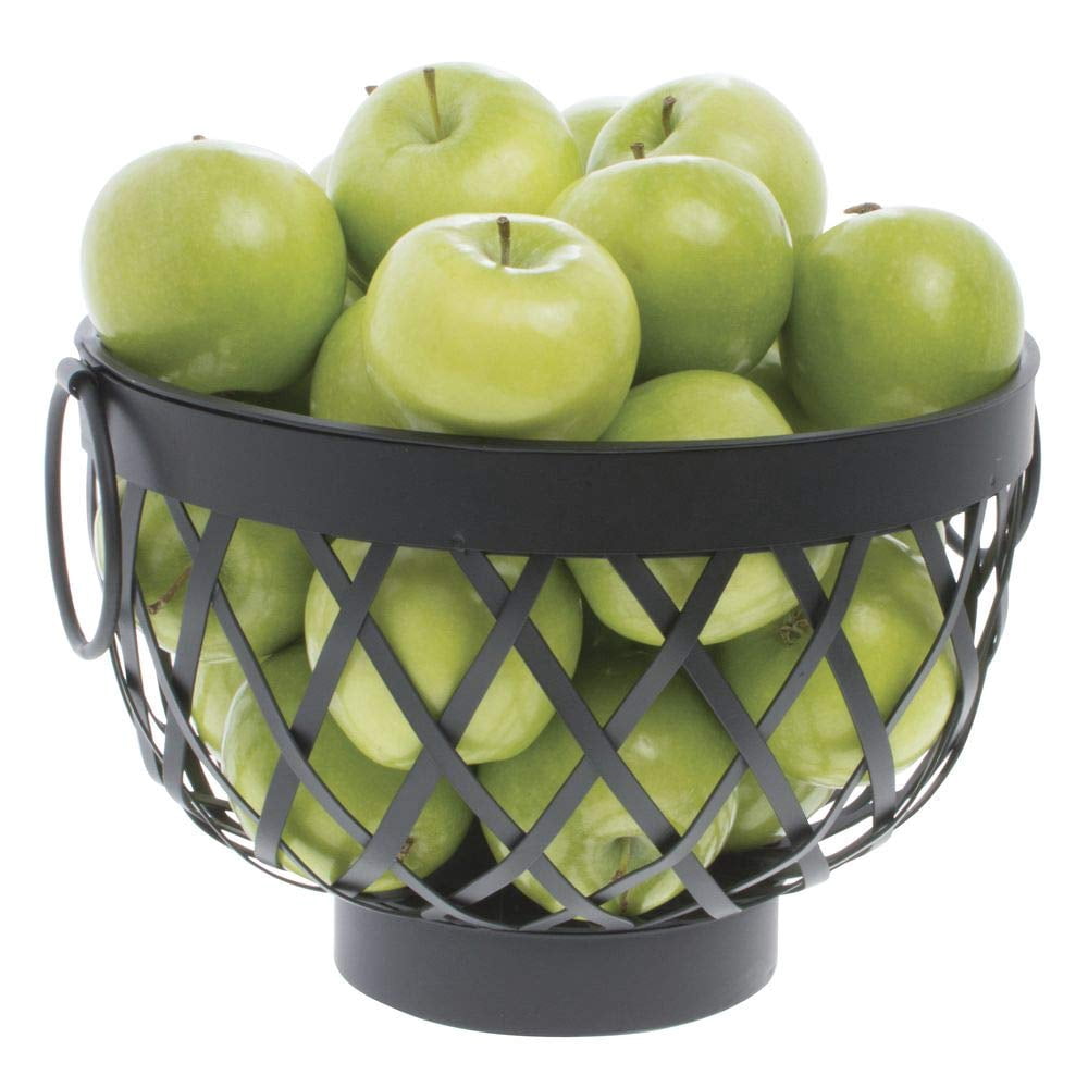 HUBERT Metal Basket with Handles Round Black - 9 1/2"Dia x 7"H