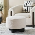 thumbnail image 2 of SAFAVIEH Alistair Modern Faux Shearling Ottoman, Off White/Black, 2 of 10