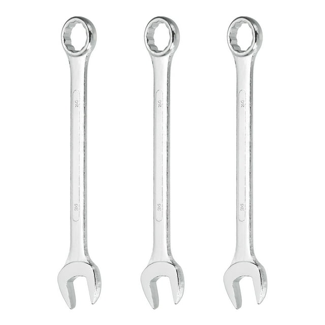 3 Pcs Clé à Combinaison 24mm Métrique Boîte 12 Points et Extrémité Ouverte Acier Zingué