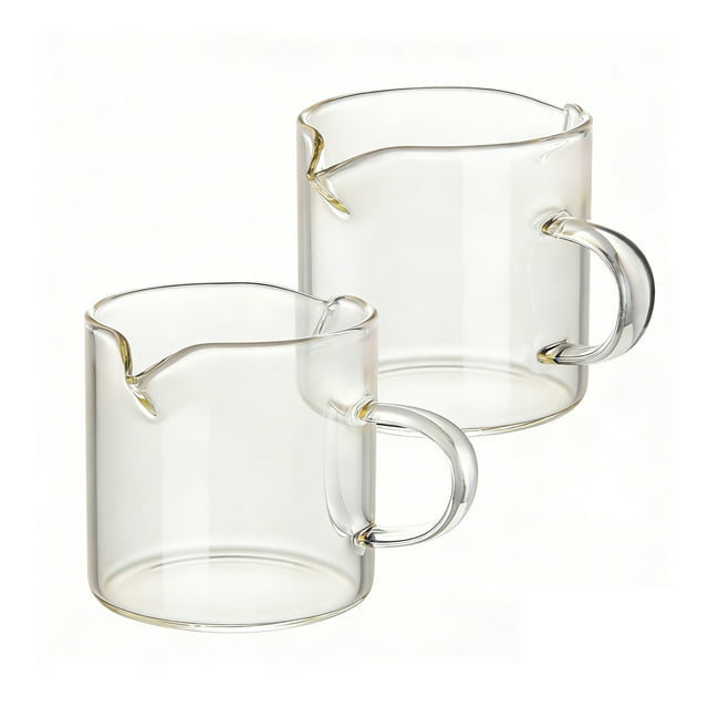 2-Pack 4Oz Espresso Cups, Borosilicate Glass With Handle, Microwave & Dishwasher Safe, For Coffee, Milk, Shakes, Coffee Machine Accessory