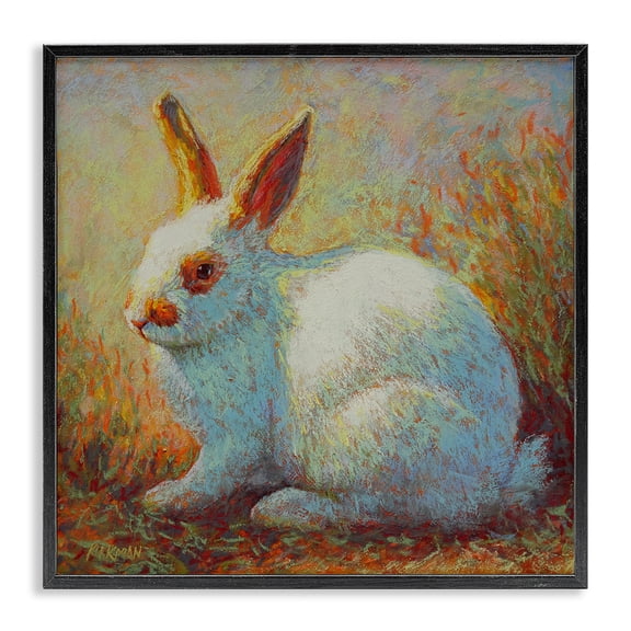 Stupell Industries Cottage Traditional Bunny in Nature Black Framed Giclee Art, 17 x 17, by Rita Kirkman