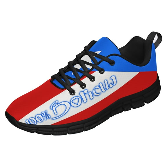 Puerto Rico Shoes Men Women Running Tennis Shoes Breathable Casual Puerto Rico Flag Sneakers Black Size 3.5