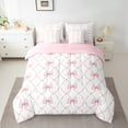 thumbnail image 5 of Pink Bowknot 7 Piece Comforter Set Queen Bow Knot Bedding Butterfly Knot Bow Tie Sheet Set Bed in A Bag Aesthetic Coquette Bedroom Decor Geometric Cartoon Duvet Insert, 5 of 5